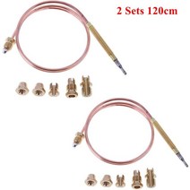 온도계측기 자기온도계 60cm 5Nut 가스 스토브 범용 열전쌍 벽난로 교체 키트 어댑터 디지털 온도 컨트롤러, 04 2 Sets 120cm