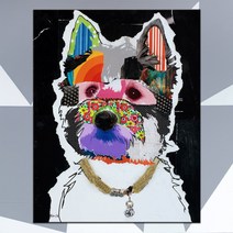 pop039 일러스트 팝아트 강아지 슈나우저 콜라주 캔버스액자, 무광일반_XL_31cm x 41cm