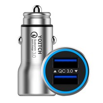 비숍 차량용 18W 퀵차지 3.0 USB 듀얼 차량용 고속 충전기, 메탈, 비숍풀메탈 QC3.0 시거잭