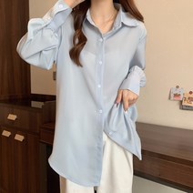여성 심플 박시 루즈핏 긴소매 셔츠 블라우스