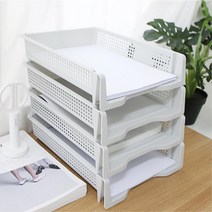 적층형 A4 용지 보관함 서류함 이면지함 1단 사무비품 파일수납함 문서정리 정리대 서류수납함 정리함, 가로블랙