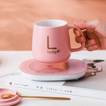 COVANK USB보온 세라믹 컵 머그컵 자동보온 세트, 401-500ml, 핑크(USB)1+1