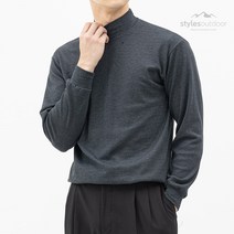 스타일에스 남성 빅사이즈 면 스판 반목 폴라 베이직 터틀넥 가을 겨울 긴팔 티셔츠