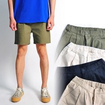 올진 투턱 반밴딩 남자 면반바지