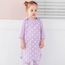 더미누 도트연보라 무형광 자가드편면 수면조끼 여름