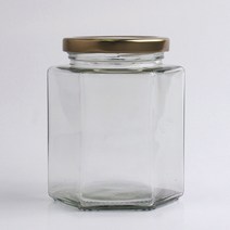뉴마켓 유리병 70파이 육각500 검정색러그캡 42개 (약 지름 8.6cm x 높이 11.1cm 마개 7cm), 500ml