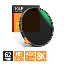 [정품] K&F CONCEPT NANO-X Variable ND2-ND400 가변필터 8K AGC Glass 62mm