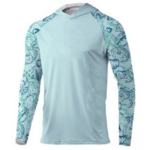 낚시의류 낚시복 낚시옷남성용 낚시 후드 의류 긴 소매 통기성 Camisa Pesca 야외 UV 차단 셔츠 UPF50 +, 05 LIGHT BLUE