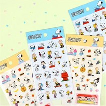 [희망노트] 피너츠 스누피 PET 스티커, 블루, 1개