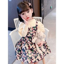 레드호호 가을신상 여아 반하이넥티셔츠 꽃무늬원피스 세트 투피스