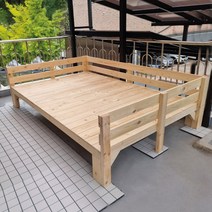 미엔우드 야외 원목 평상 실내 원목 테이블 데크 정자 DIY 조립식, 등받이평상, 중형(1450mm), 무도색