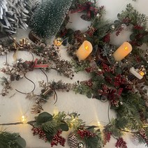 크리스마스 리스/오브제/크리스마스스웨그/크리스마스 오너먼트/크리스마스장식, 13레드그린 솔방울가지(대)