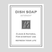 아루아 욕실 디스펜서 물비누 주방세제 디스펜서 샴푸 용기 펌핑 공병, 1개, 라벨(솔리드)-DISH SOAP