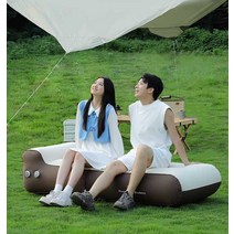 자충매트싱글 휴대용 싱글 텐트 야외, 미색 및 갈색 자동 인플레이션 및 디플레이션