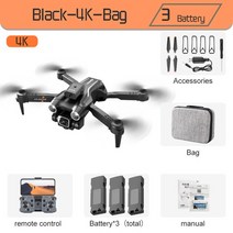 카메라 드론 K9Pro-신제품 RC 드론 4K 프로페셔널 1080P 광각 광학 흐름 현지화 방향 장애물 회피 쿼드콥, 01 Black-Dual4K-Bag-3B
