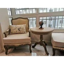 미국 거실 패브릭 가죽 앤틱 소파 유럽 침실 의자 프랑스 클래식 쇼파 1인용, . + BN. 원탁 테이블 60