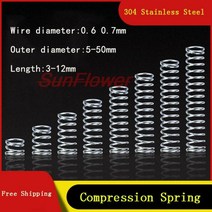 10PCS 스테인레스 스틸 스프링 304 SUS 와이어 직경 0.6mm 0.7mm Y 형 로터 리턴, 10mm, 10mm