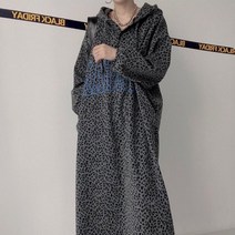 여자 캐쥬얼 롱 스커트 후드 플라워 가을겨울 루즈핏 프린트 호피 원피스