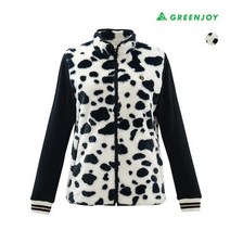 그린조이 여성 달마시안 패턴 퍼 배색 점퍼