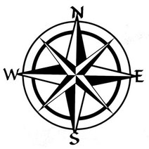 오프로드 나침반 스티커 자동차 포인트 반사 데칼, 블랙, 1개