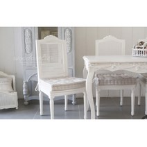 프렌치가구쉐비 라탄 피에르 화이트 원목의자