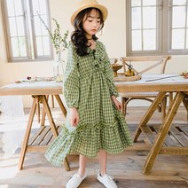 노블엔젤 러플넥 체크 여름 여아 롱원피스 No 384