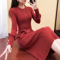 커피브라운 롱니트원피스 결혼식 하객 30대가을원피스