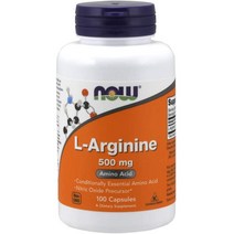 NOW Supplements L-아르기닌 500 mg 산화질소 전구체＊ 아미노산 100 캡슐