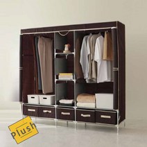 PH 수납간이옷장 5단 옷걸이장, 다크브라운