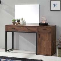 온가구 하멜린 하드우드 철제 더블 화장대세트 입식 콘솔 화장품수납 정리함 거울 원목서랍