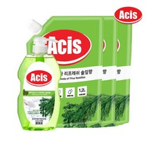 아키스 베이킹소다 주방세제 솔잎향 780ml x1개+리필 1.2L x3개 1종주방세제 설거지 야채과일세척 주방용