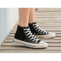 간절기 패션 스티치 하이탑 여성스니커즈 캔버스화