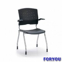 Foryou3204 회의용 고정의자 플러키 팔유 올사출 블랙 의자 학생 사무, 블랙 블랙