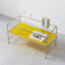 [에타홈] 솔라 800 미드센추리 USM 스타일 투명 전현무 경수진 모듈 가구 거실 쇼파 테이블, 시멘트/레드