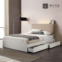 [금성침대X베드리움] 수납 슈퍼싱글 서랍 침대(SS)-독립 매트리스, 화이트