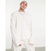 리복 남자 티셔츠 운동복 오프 화이트 와플 긴소매 탑 아이보리