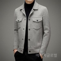 중년 남성 울 자켓 트위드 쇼트 코트 카라 버튼 재킷 40대 50대 아빠 직장인