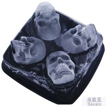 실리콘 해골 아이스몰 위스키 아이스몰드 아이스박스 펍 조주냉각 다이 제빙기 상용, 4련-해골빙격(3개 배달 깔때기)