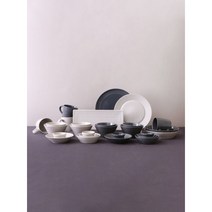 [남대문그릇도매상가] 로얄애덜리 라이닝 - 4인 홈세트(크림 챠콜) 27p