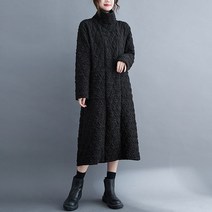 겨울 여성 누빔 패딩 원피스 캐주얼 가을과 겨울 의류 기질 복고풍 절반 높은 목 누비 이불 드레스 여성 대