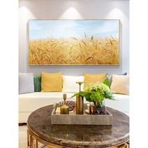 황금 들녁 풍경 행운 인테리어 거실 사무실 대형 큐빅 그림 만들기 선물 보석십자수 재료, 60x110cm 전체 원형 큐빅