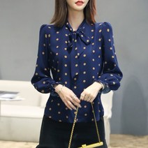 대박난박양 여성용 도트 리본 블라우스