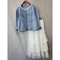 봄신상 진주 넥라인 청자켓 루즈핏