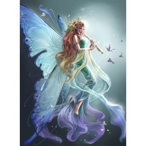 DIY 피포페인팅 달빛 요정 나비요정 인물화 색칠하기 여신 미녀 성인 쉬는 시간 즐기는 스트레스 해소 유화그리기 집콕취미 선물용 액자프레임포함 40*50CM, 달의요정그리기I번