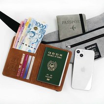 예쁘길 가죽 여권 카드지갑 케이스 RFID방지 해외용 커버 안티스키밍 해킹방지 파우치 가족 커플 여행 가방, 나이트블랙