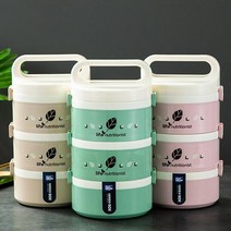 새로운 어 휴대용 열 점심 상자 음식에 대 한 crowavable Bento Leakproof Thermos 음식 컨테이너 도시락, Green-2 layers