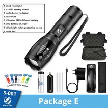 고휘도 손전등 led 소형 써치라이트 Shustar-Led 울트라 브라이트 토치 L2 V6 18650 배터리 5 단계 스위치 모드 방수 줌 기능 자전거 조명, 패키지 E_V6-고휘도
