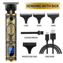 이발기 바리깡 남성 LCD 전기 헤어 클리퍼 충전식 오일 헤드 푸시 전단 가정 미사 크로스 보더, 05 Golden Buddha Head