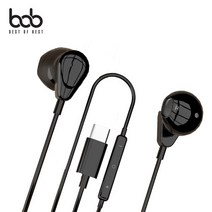 bob 글로시 Type-C 인이어형 이어폰 ME563-T 갤럭시A9프로 샤오미 홍미노트 미믹스 화웨이mate P20 프로 M5, 블랙