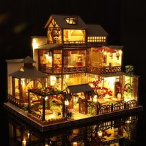 miniyo 원목3층하우스 가구 우든 DIY 미니어처하우스 만들기 오르골포함 준비도구증정 한글설명서 당일발송